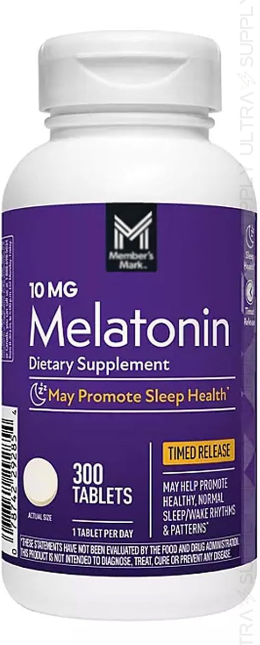 Melatonin - Member's Mark - 10mg  Liberacion prolongada - 300 Tabletas