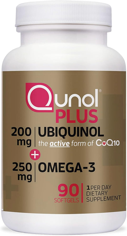 Qunol Plus Ubiquinol + Omega-3, 200mg + 250 mg, 90 capsulas