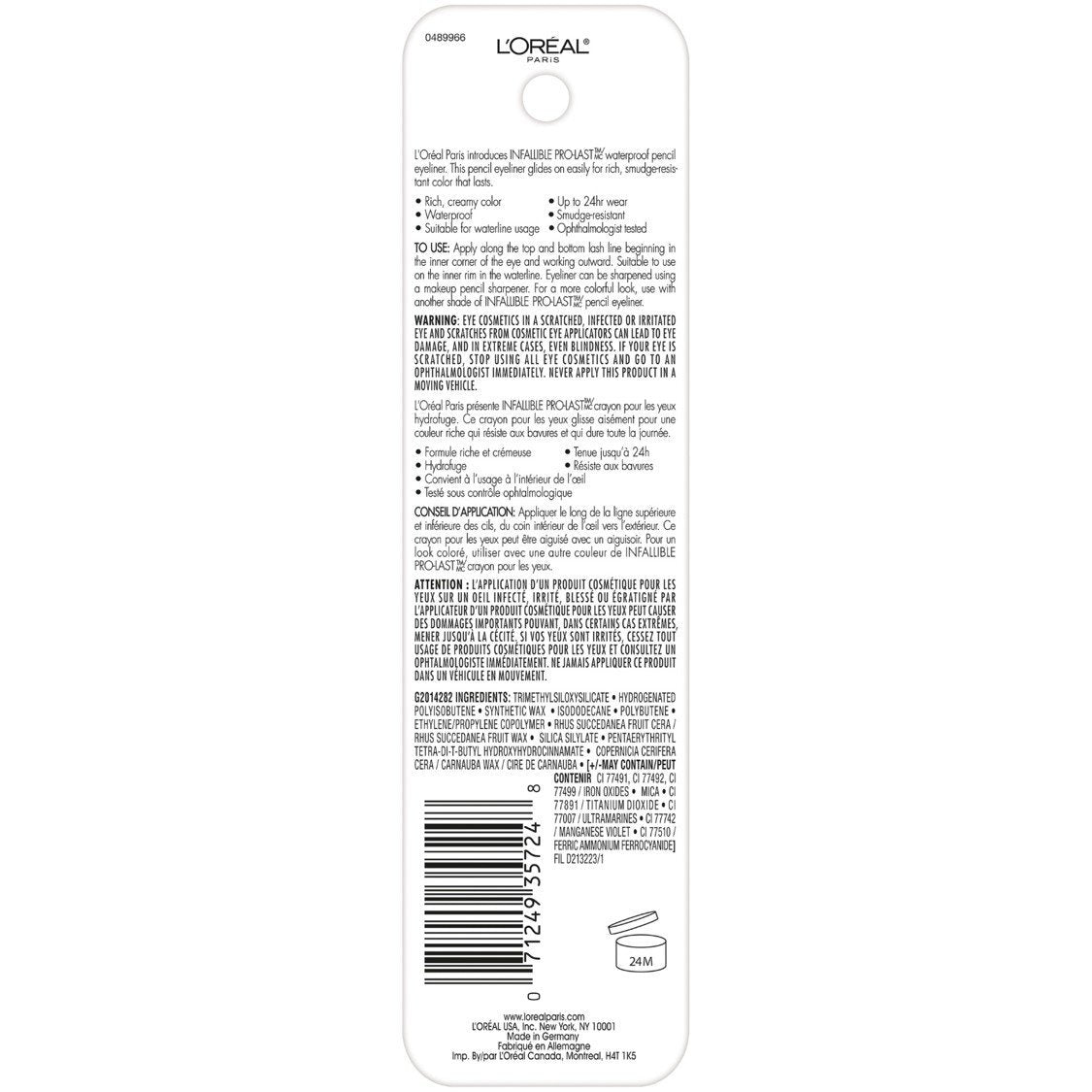 Delineador de ojos impermeable Infallible Pro-Last L'Oreal 930 black noir