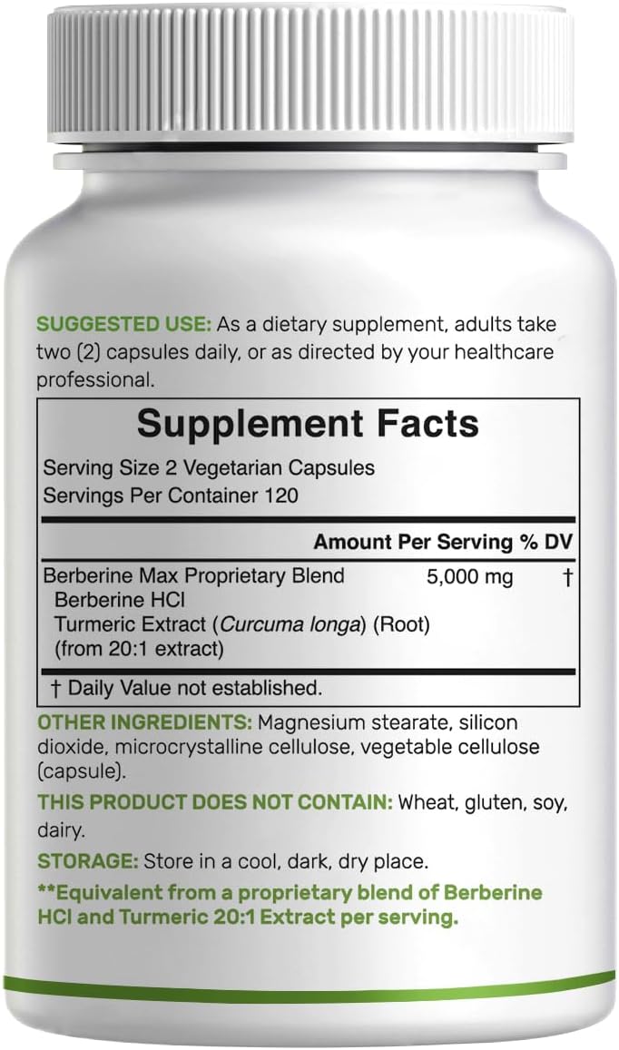 Deal Supplement - Berberine Max 5,000mg, 240 capsulas vegetarianas