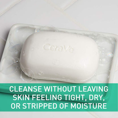 CeraVe Barra limpiadora espumosa | Barra limpiadora corporal y facial sin jabón para piel grasa | Sin fragancia | 4.5 onzas