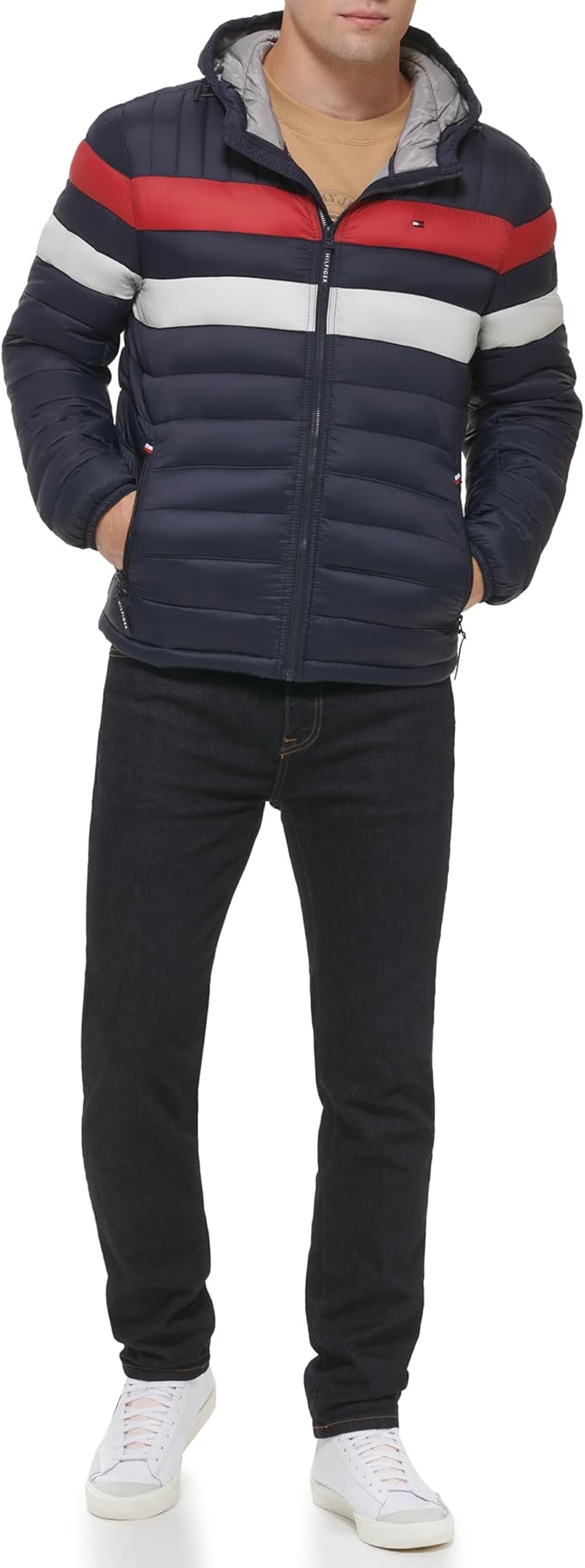 Tommy Hilfiger Chaqueta acolchada con capucha ultra loft resistente al agua para hombre