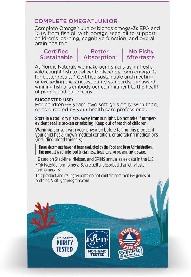 Nordic Naturals - Complete omega junior(283mg omega-3s), 90 mini capsulas sabor a limon