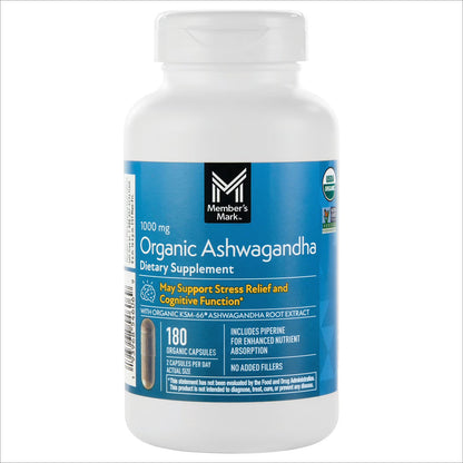 Members Mark - Ashwagandha Organic 1000mg, 180 capsulas