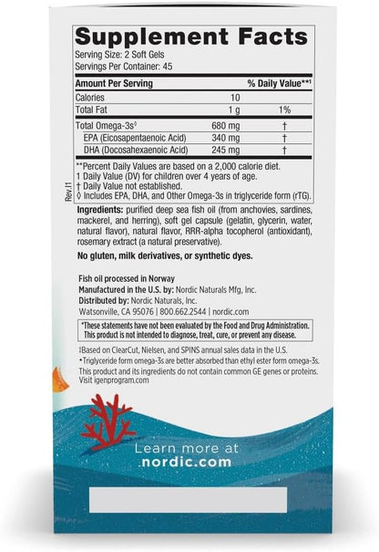 Nordic Naturals Ultimate Omega Junior- 90 Mini Soft Gels sabor a fresa