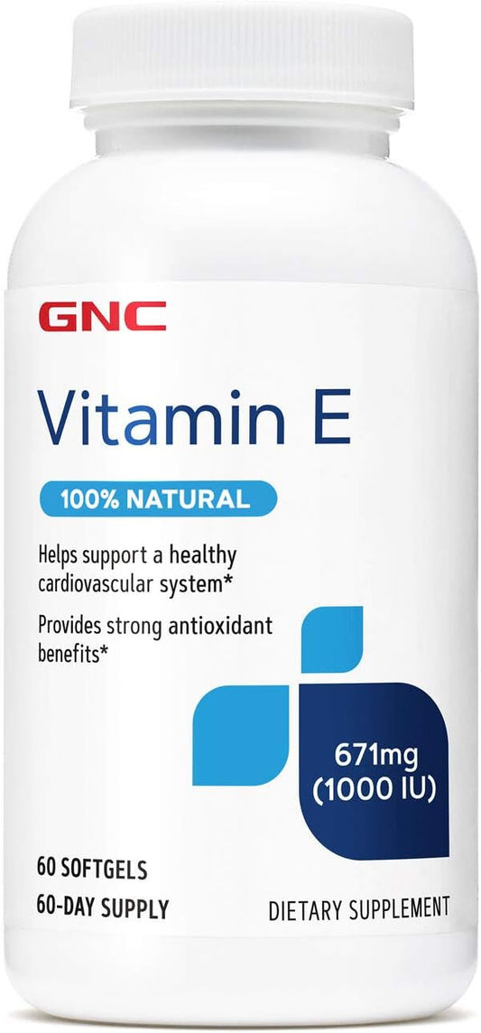 GNC Vitamina E 100% natural 1000IU - 60 cápsulas blandas