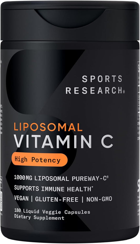 Sports Research Suplemento de vitamina C liposomal de alta potencia de 1000 mg 180 cápsulas