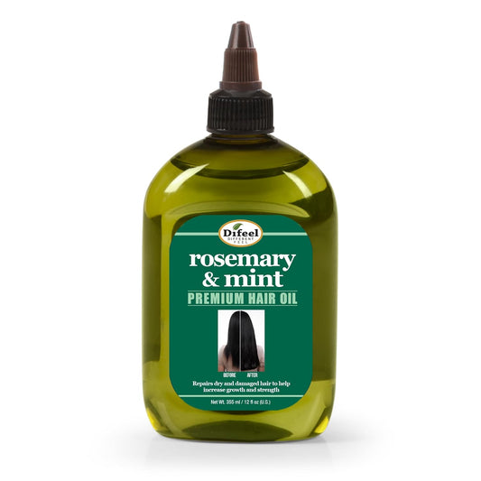 Difeel Aceite para el cabello de romero y menta prémium con biotina, 355ml