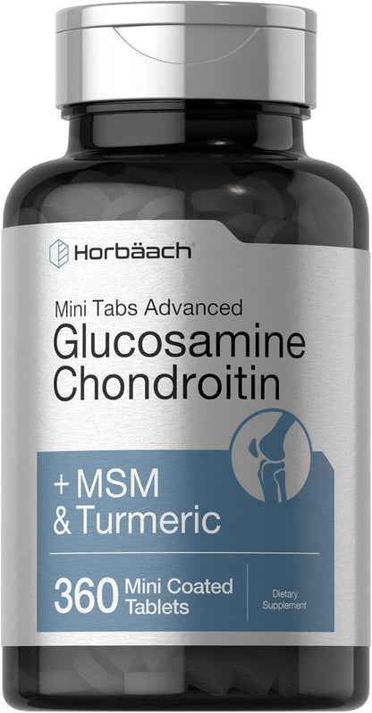 Horbaach - Mini Tabs Advanced, Glucosamina Chondroitin + MSM & Turmeric, 360 mini comprimidos recubiertos
