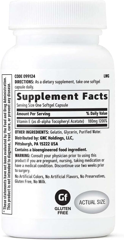 GNC - Vitamina E 180mg, 100 capsulas