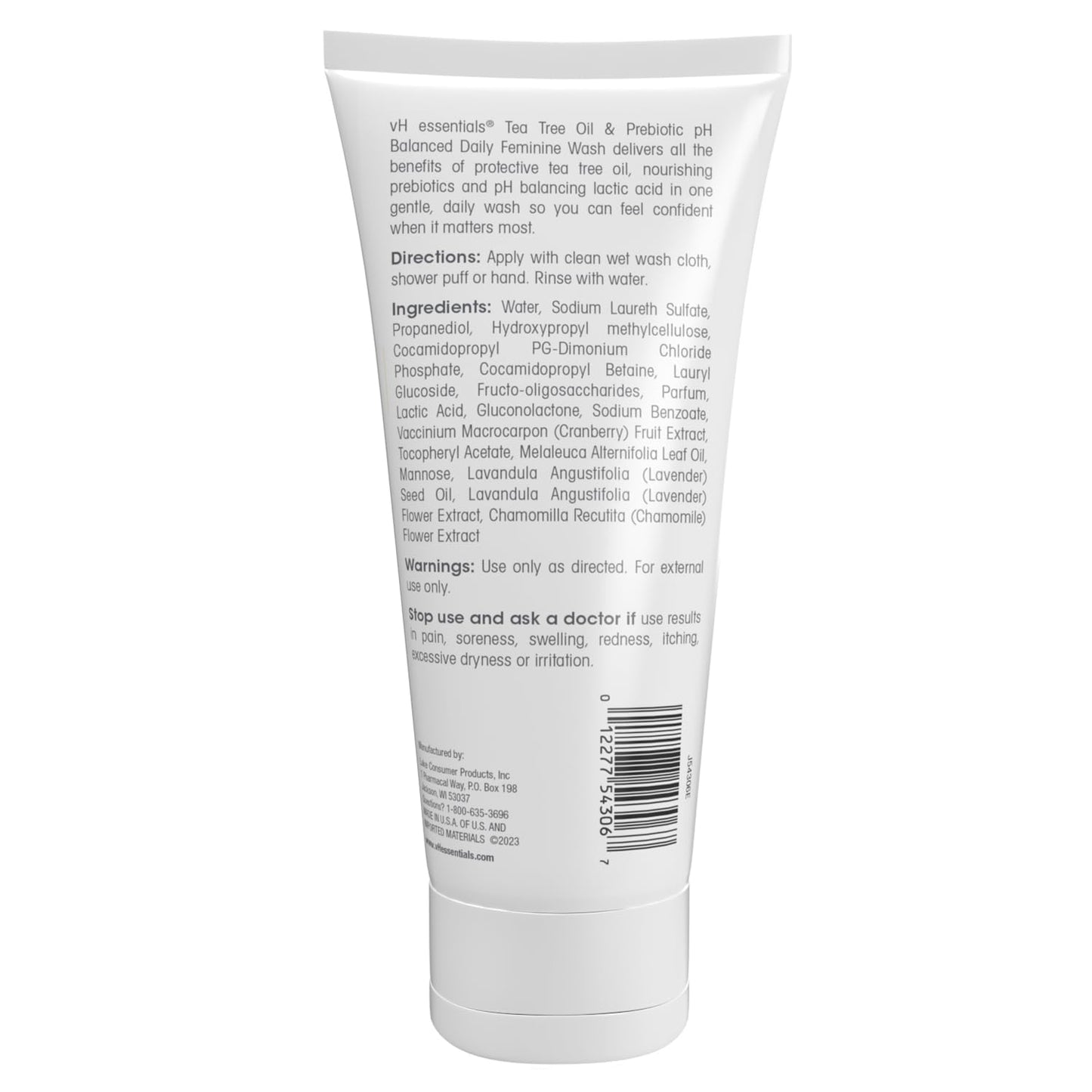 vH essentials, Ph Balanced - Lavado diario femenino, aceite de árbol de té y prebiótico, 177 ml.