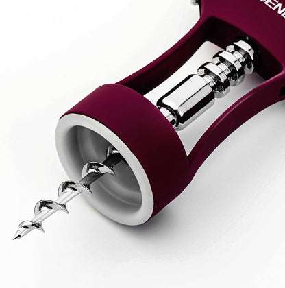Abridor de vino Beneno, sacacorchos de ala de aleación de zinc con abrebotellas multifuncional, con mango ergonómico antideslizante, morado