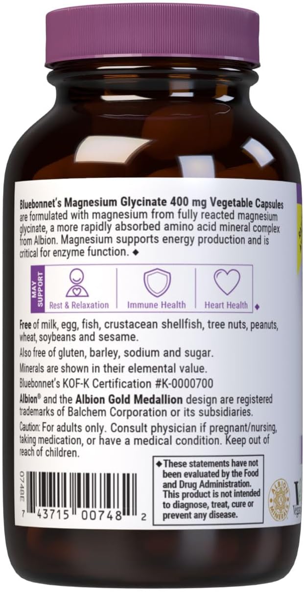 BlueBonnet  - Magnesio Glycinate 400mg, 60 capsulas