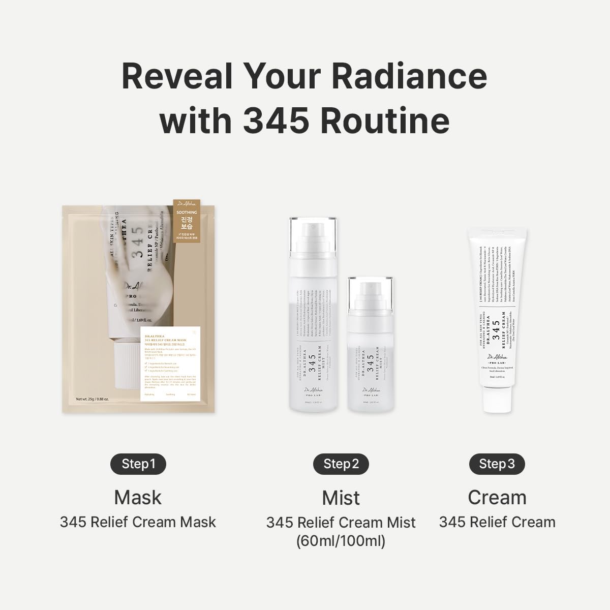 Dr.Althea 345 Relief Cream Dr.Althea Crema de Alivio 345  Hidratante para cuidado de Imperfecciones con PDRN y Niacinamida | Coreano para Todo Tipo de Piel, 50ml.