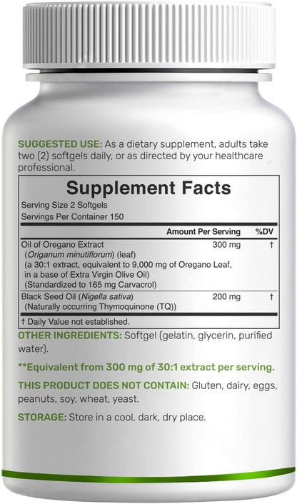 Deal Supplement Aceite de Oregano 9,000mg  4X Carvacrol -  300 Capsulas de Gel.