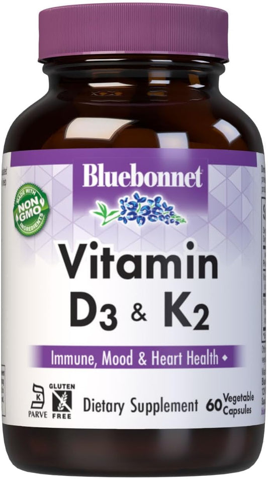 BlueBonnet - Vitamina D3 y K2 , 60 Capsulas