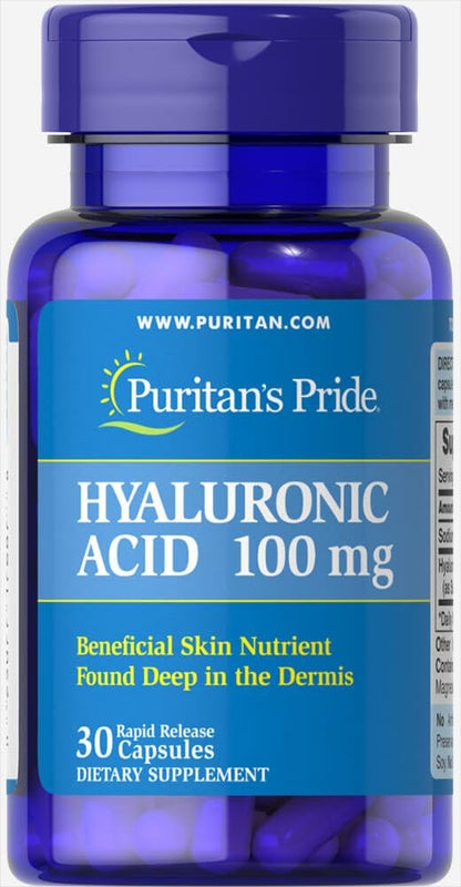Puritans Pride - Hyaluronic Acid 100mg, 30 cápsulas de liberación rápida