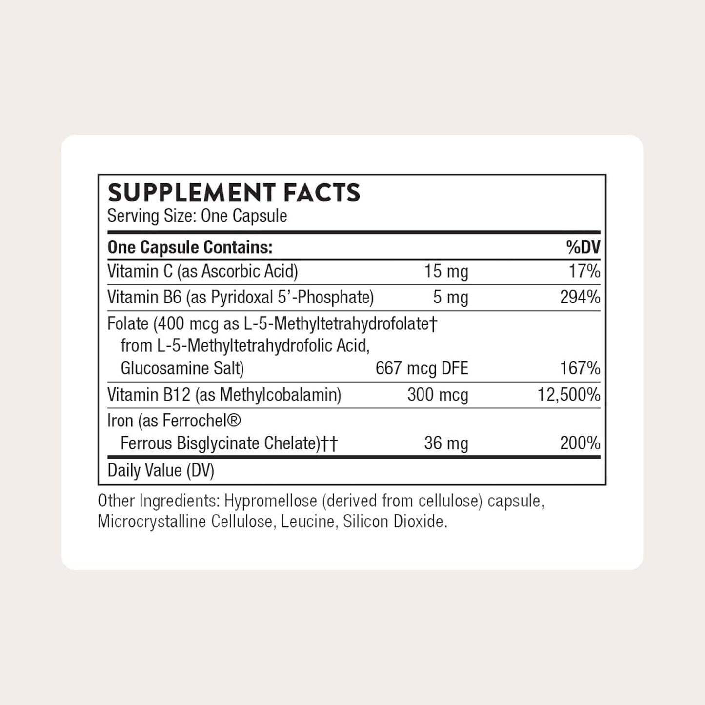 THORNE - Advanced Iron Complex con vitamina B, 60 capsulas