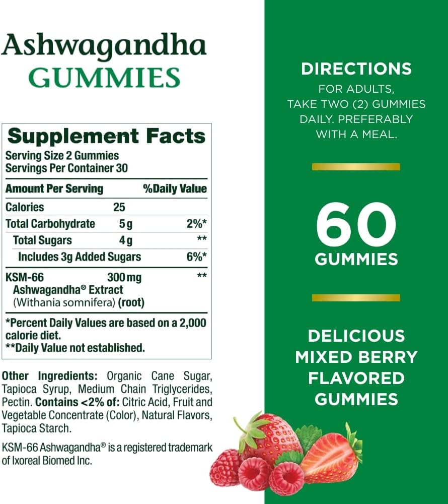 Nature's Bounty Gomitas Ashwagandha KSM-66 , 300 mg  60 gomitas