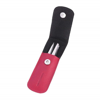 Tweezerman - Pinzas pequeñas para cejas con estuche de viaje rosa