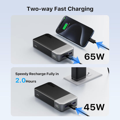 Cargador portátil NOBIS de 20 000 mAh y 65 W con carga rápida