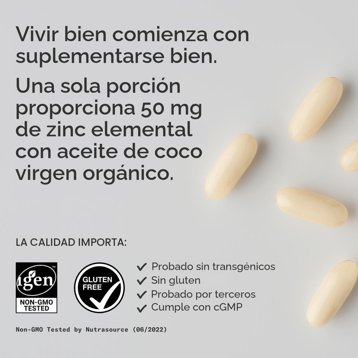 Sport Research, Picolinato de zinc de 50 mg con aceite de coco orgánico, 60 softgels