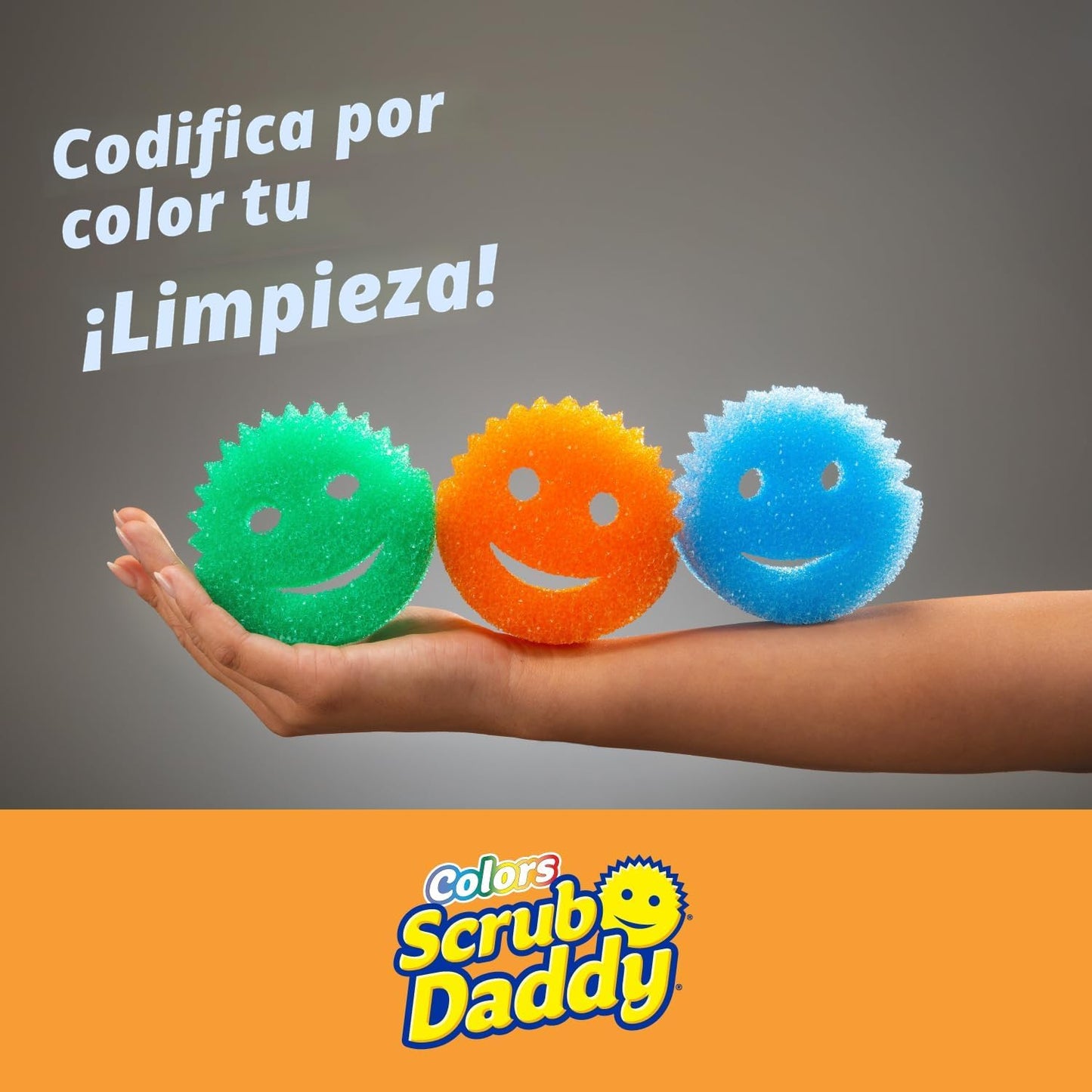 Scrub Daddy Esponjas de color – Esponjas multiusos sin arañazos para limpieza de cocina, baño y hogar – Hechas con espuma de polímero sin BPA - 8 unidades