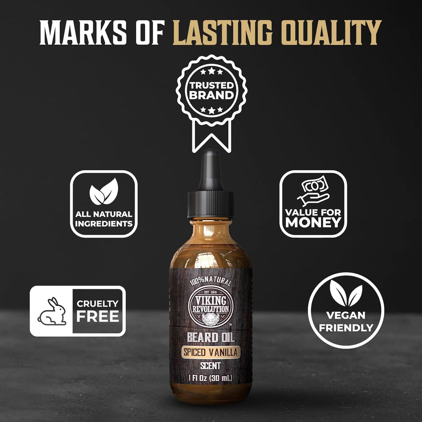 Aceite de barba Viking Revolution para hombres - Vainilla - 30ml