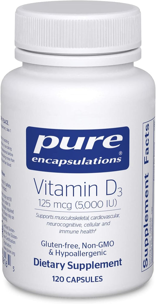 Pure Encapsulations - Vitamina D3 125 mcg (5000 IU) en Cápsulas