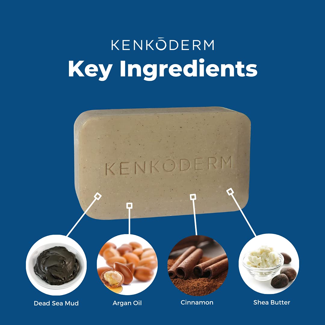 Kenkoderm Jabón de lodo del Mar Muerto de Psoriasis con aceite de argán y manteca de karité, 120gr