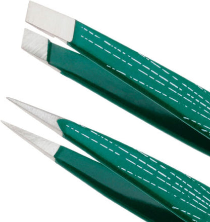 Tweezerman Emerald Shimmer Micro Mini Slant & Point Tweezer Set