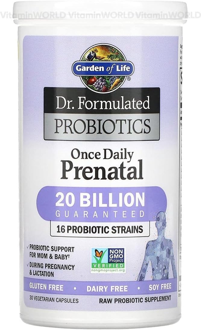 Garden of Life Dr. Formulated, probióticos para tomar una vez al día prenatal, 30 capsulas