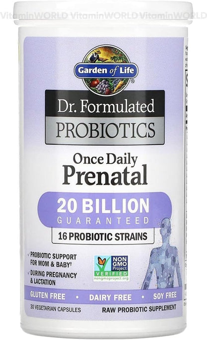 Garden of Life Dr. Formulated, probióticos para tomar una vez al día prenatal, 30 capsulas