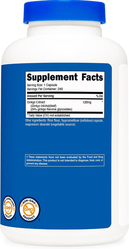 Nutricost - Ginkgo Biloba 120mg, 240 capsulas