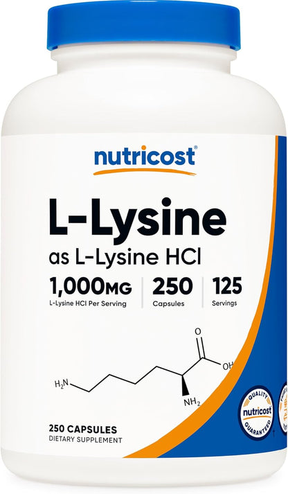 Nutricost - L- Lysine / L- Lysine HCI 1000mg, 250 Capsulas