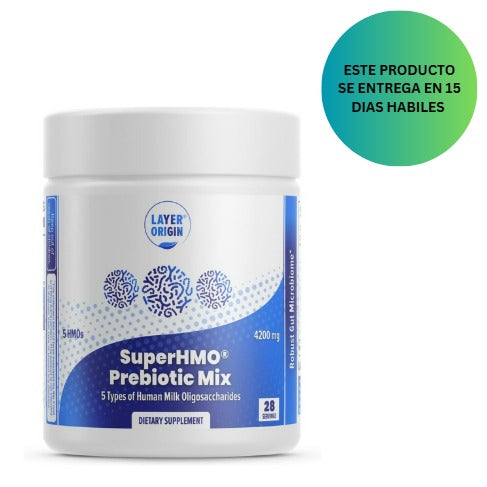 Layer Origin SuperHMO Mezcla prebiótica con fibra prebiótica 5-HMO para intestino,, polvo, 117.6gr
