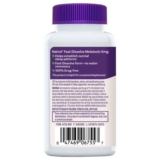 MELATONINA NATROL 5 MG  250 TABLETAS - NATROL - FAST DISSOLVE