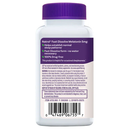 MELATONINA NATROL 5 MG  250 TABLETAS - NATROL - FAST DISSOLVE