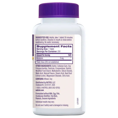 MELATONINA NATROL 5 MG  250 TABLETAS - NATROL - FAST DISSOLVE