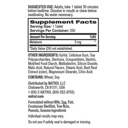 MELATONINA NATROL 5 MG  250 TABLETAS - NATROL - FAST DISSOLVE