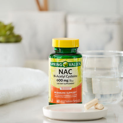 NAC  N-Acetyl Cysteine Spring Valley 60 Capsules Vegetarianas, 600mg.