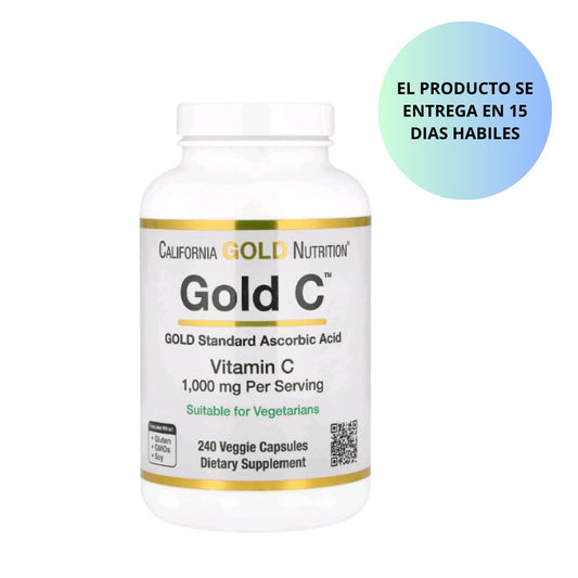 California Gold Nutrition Gold C™ vitamina C de grado USP 1000 mg 240 cápsulas vegetales
