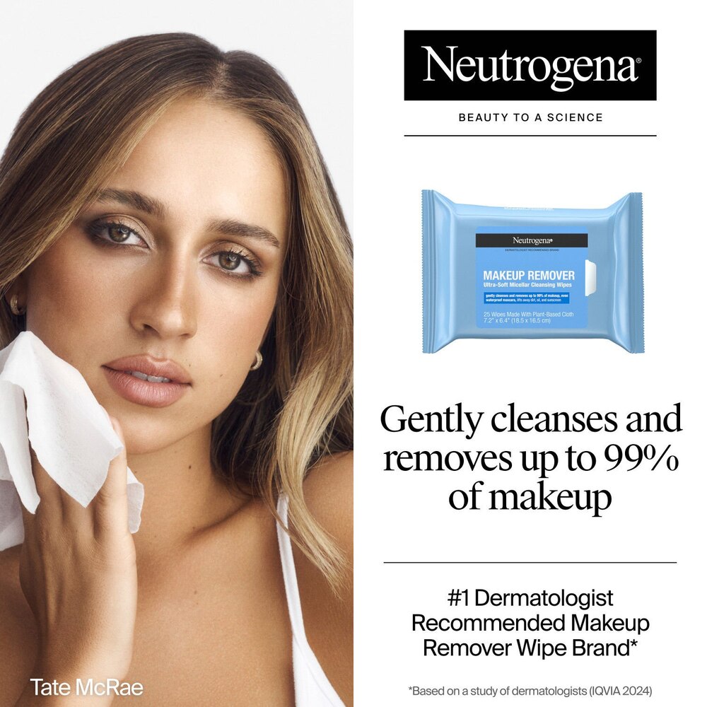 Neutrogena Makeup Remover  Cleansing Towelettes,Toallitas Desmaquillantes Neutrogena, 25 unidades 25 Pañitos