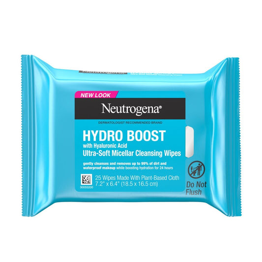 Toallitas Limpiadoras y Desmaquillantes Faciales Neutrogena HydroBoost, 25 Unidades