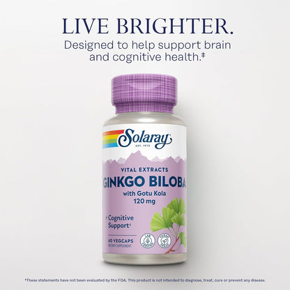 SOLARAY - Ginkgo Biloba Extract con Gotu Kola, 60 capsulas