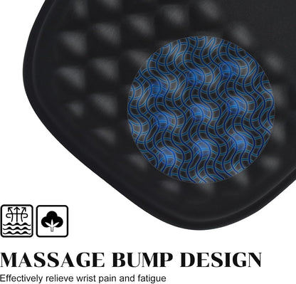 JIKIOU Pad ergonómica para mouse con diseño de masaje, espuma viscoelástica para aliviar el dolor, base de poliuretano antideslizante,12 x 8 negro