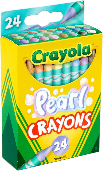 Crayola Crayones de perlas, colores nacarados, 24 unidades, suministros para colorear, regalo para niños de 3, 4, 5, 6 años