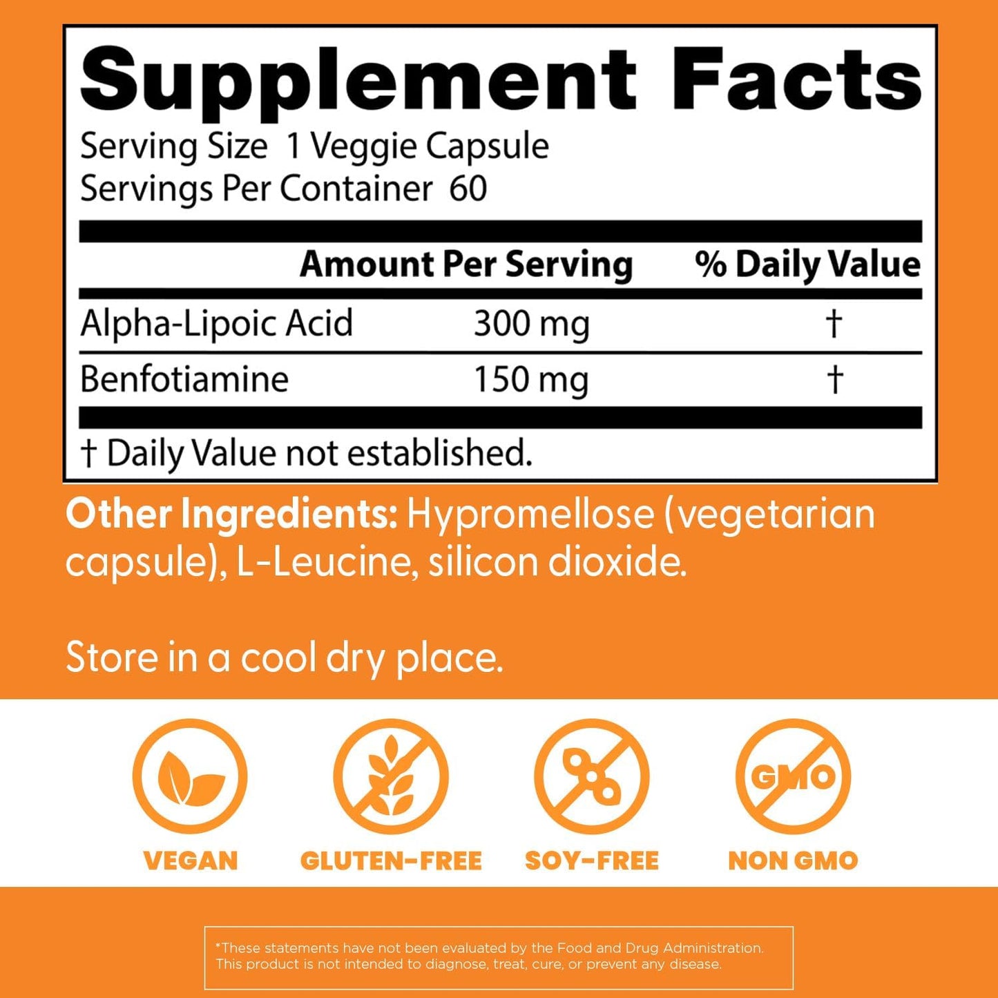 Doctor's Best Benfotiamine 150 + ácido alfa lipoico 300, 60 cápsulas vegetales