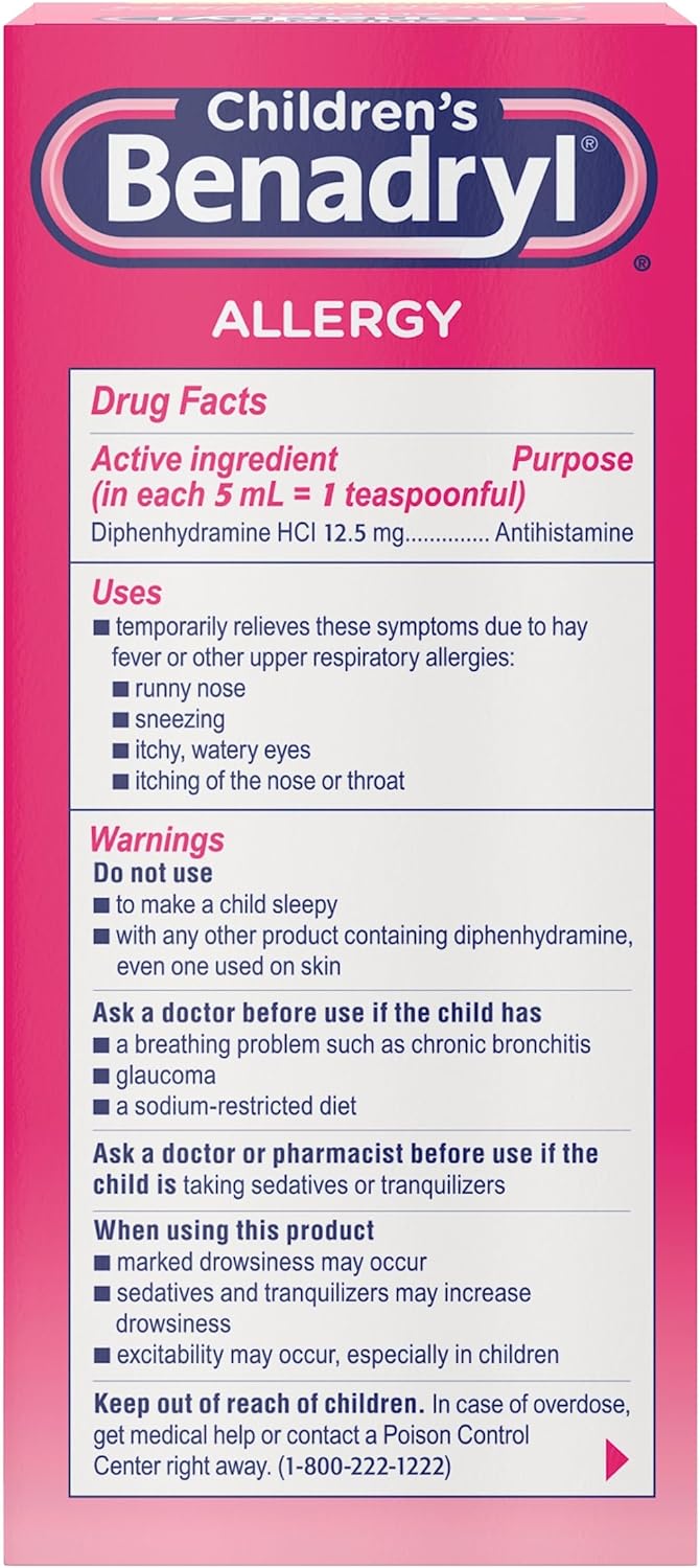 Children's BENADRYL® Allergy - Jarabe para el alivio de la alergia con difenhidramina CIH, niños - 236ml