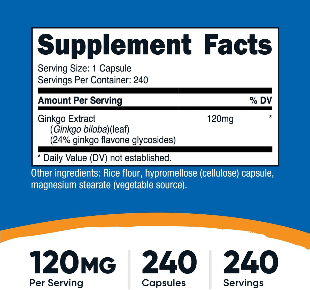 Nutricost - Ginkgo Biloba 120mg, 240 capsulas